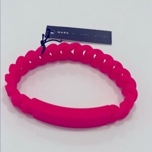 Marc Jacobs Hot Neon Pink Rubber ID Chain Link Bracelet NWT